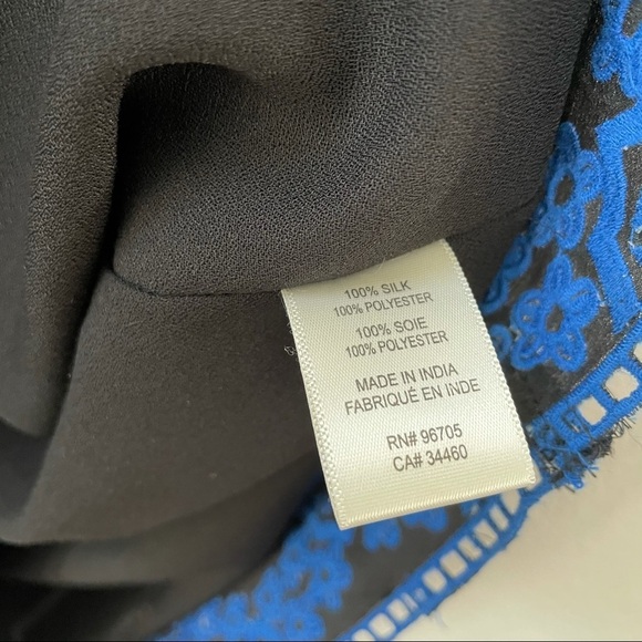 REBECCA TAYLOR Aztec Blue Embroidered Sleeveless Black Dress 100% Silk Size 2 - Picture 11 of 13